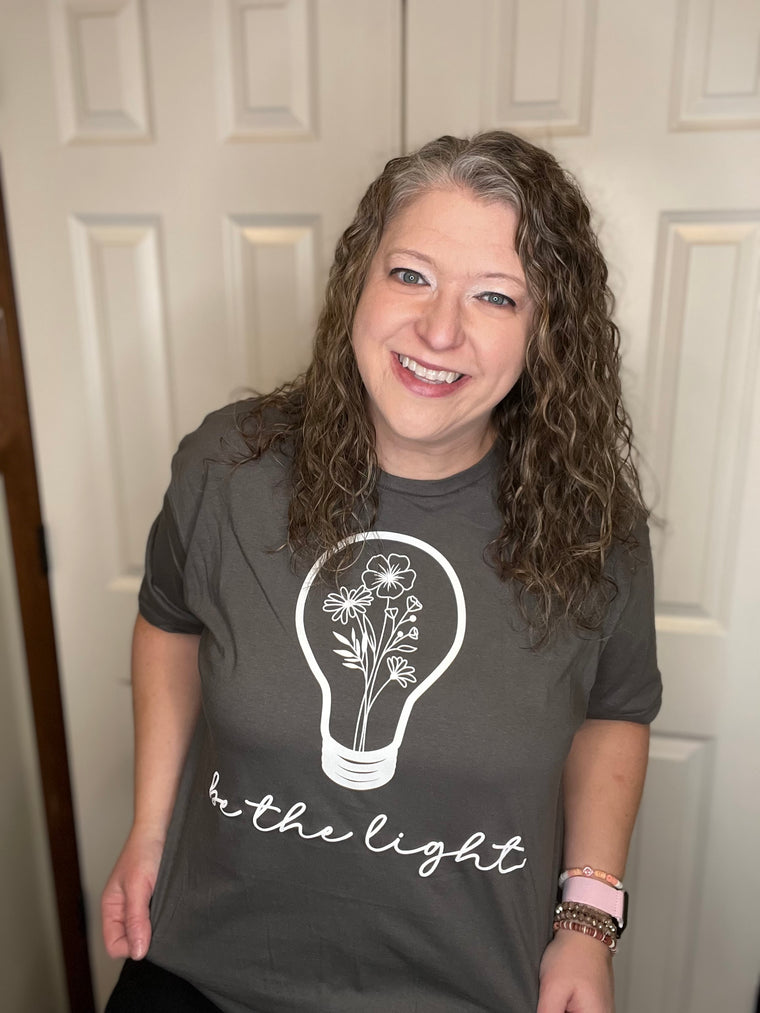 Be the Light Tee in Charcoal Grey