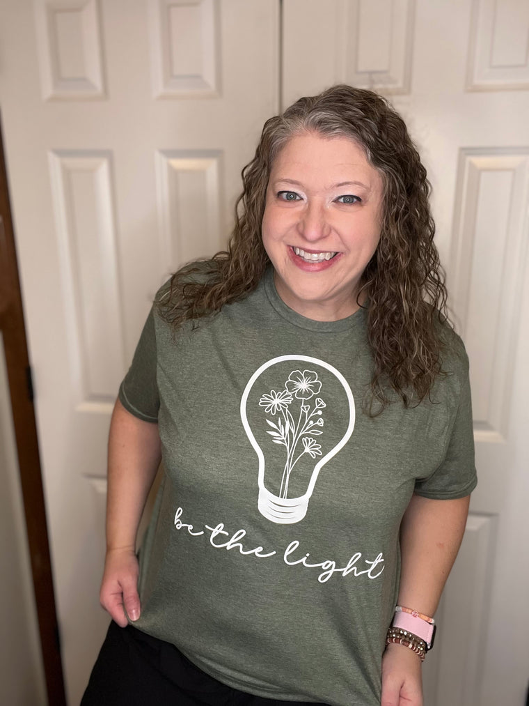Be the Light Tee in Muted Green