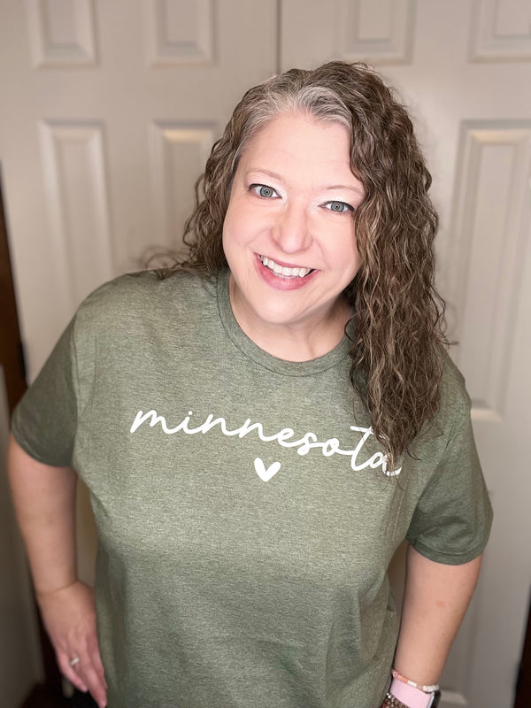 Minnesota Heart Tee in Muted Green