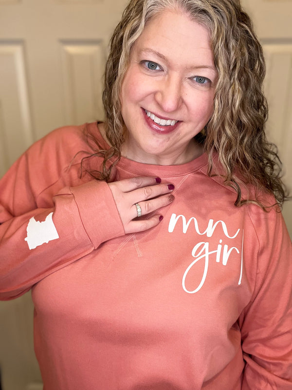 Minnesota Girl Sweatshirt in Pink Salmon