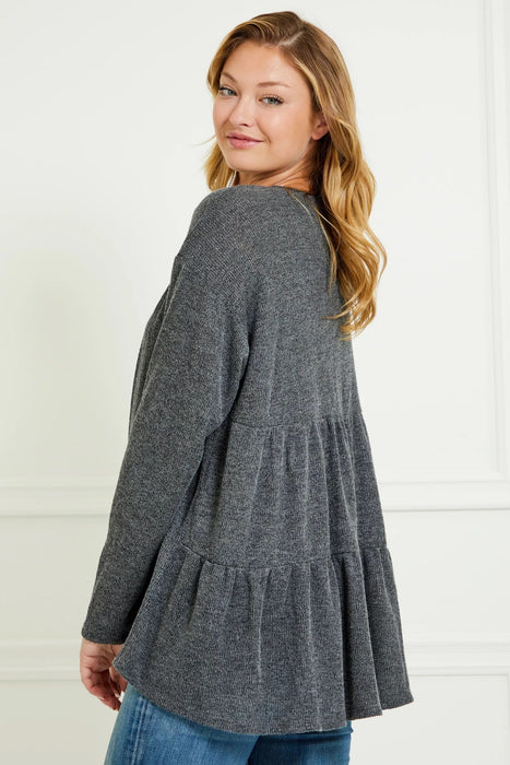 Trending Tiered Charcoal Cardigan